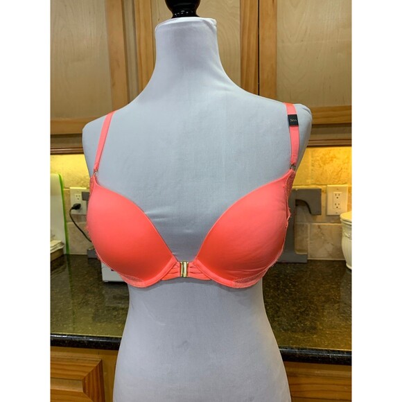 Victoria’s Secret Very Sexy Push-Up Front Closure Bra 32DD Bright Orange NWT - Picture 1 of 7